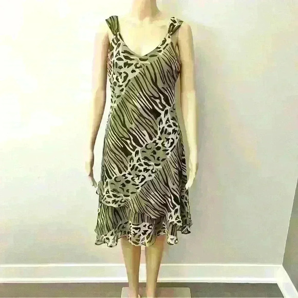 Vintage animal prints V-neck sleeveless midi dress. Size  medium. - Picture 10 of 10